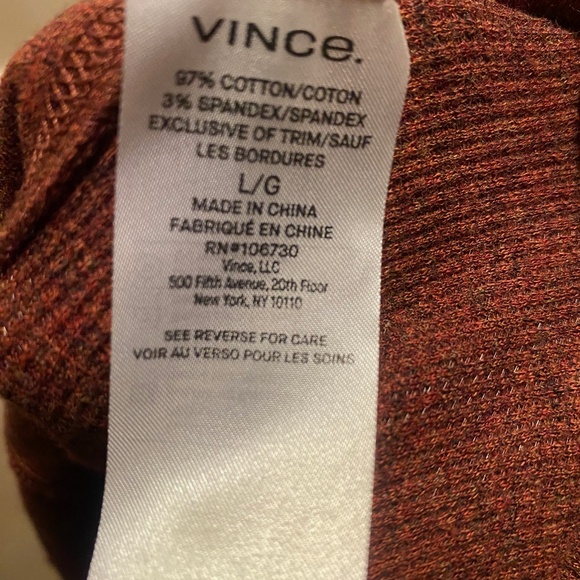 VINCE men's rust casual long sleeved top, size L - Picture 5 of 7